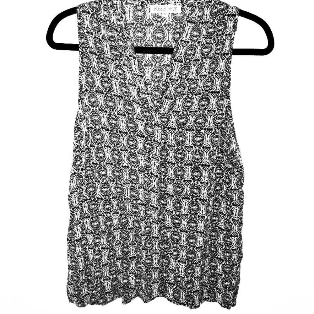 Cream and black print tank